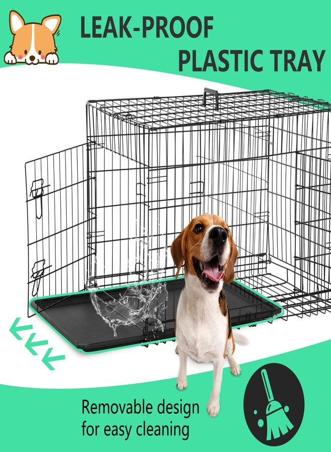 FDW 24 inch Dog Crate Dog Kennel Cage with Double Door Folding Metal Wire Dog Cage with Removable Tray&Divider Panel,Pet Crate for Small Dogs,Black - Image 4